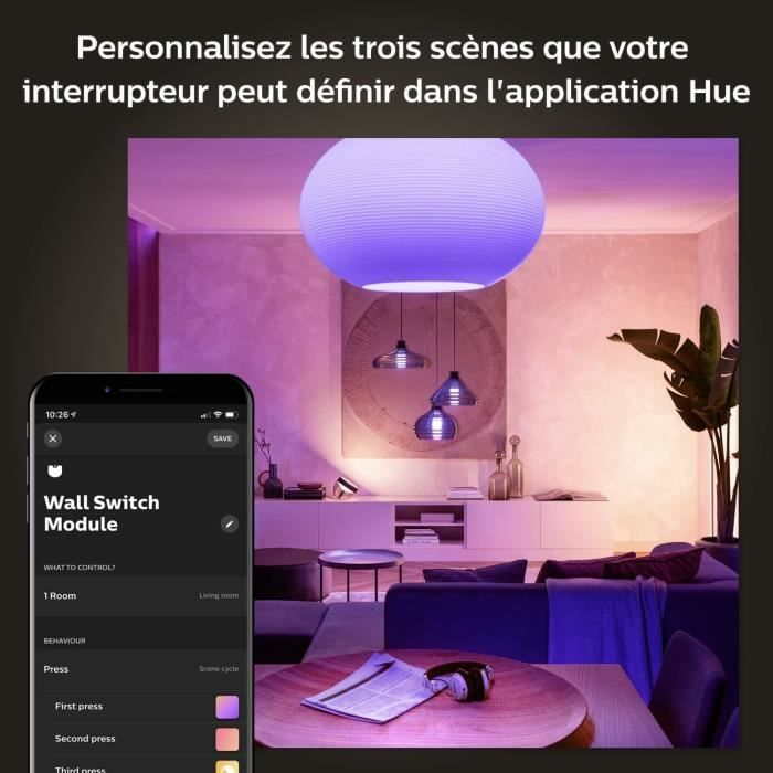 Philips Hue Wall Switch Module - Pack of 2 - White - Alexa Compatible