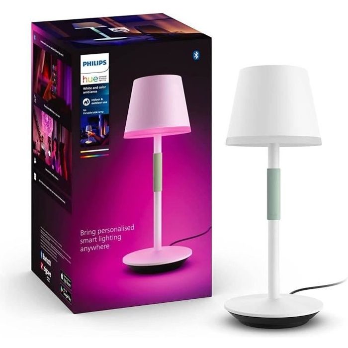 Philips Hue Belle Portable Table Lamp - Bluetooth Compatible - White