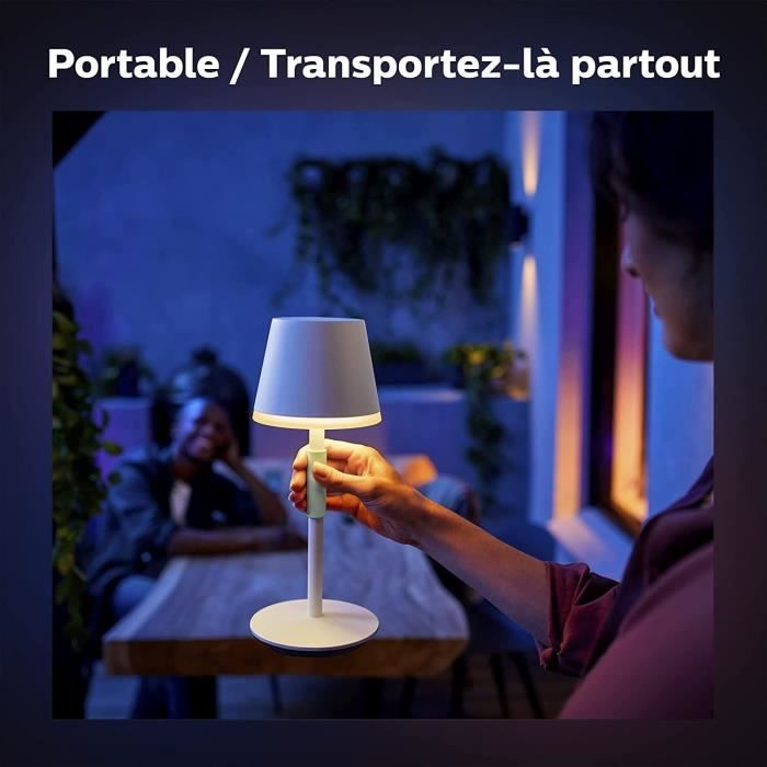Philips Hue Belle Portable Table Lamp - Bluetooth Compatible - White