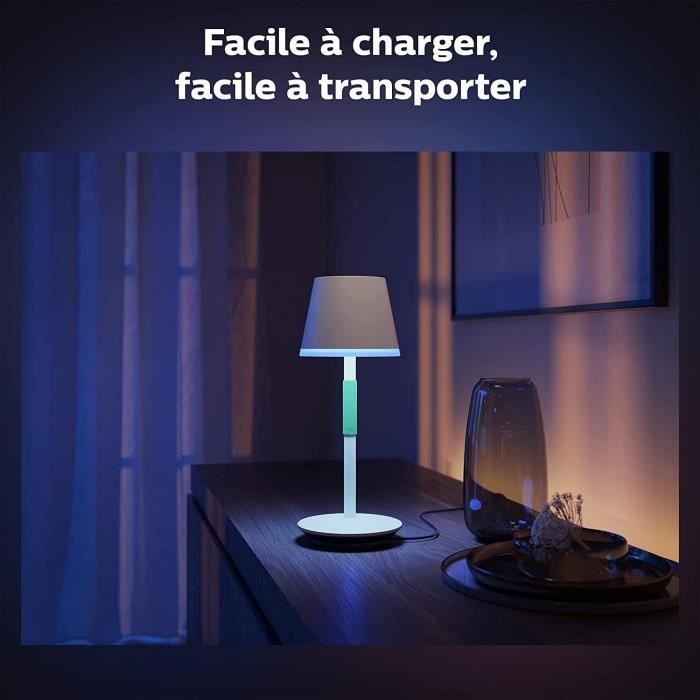 Philips Hue Belle Portable Table Lamp - Bluetooth Compatible - White