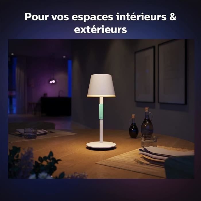 Philips Hue Belle Portable Table Lamp - Bluetooth Compatible - White