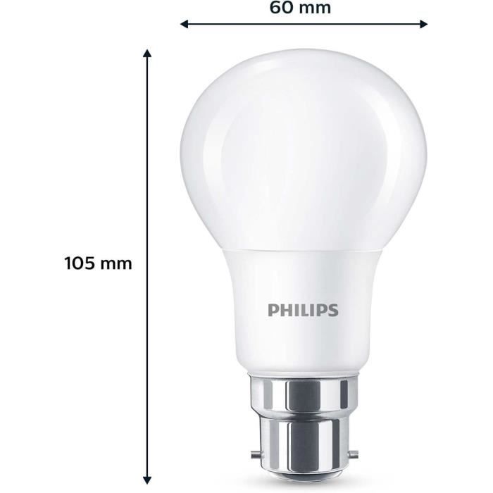 PHILIPS LED Bulb - 60W - B22 - Warm White - Frosted - Non-Dimmable - Pack of 3