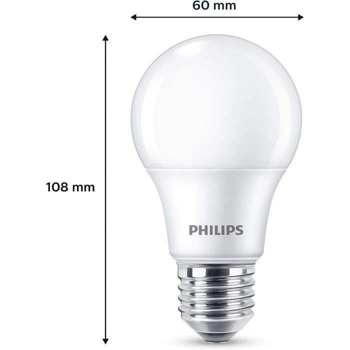 LED Bulb - PHILIPS - 60W - E27 - Warm White - Frosted - Non-Dimmable - Pack of 3