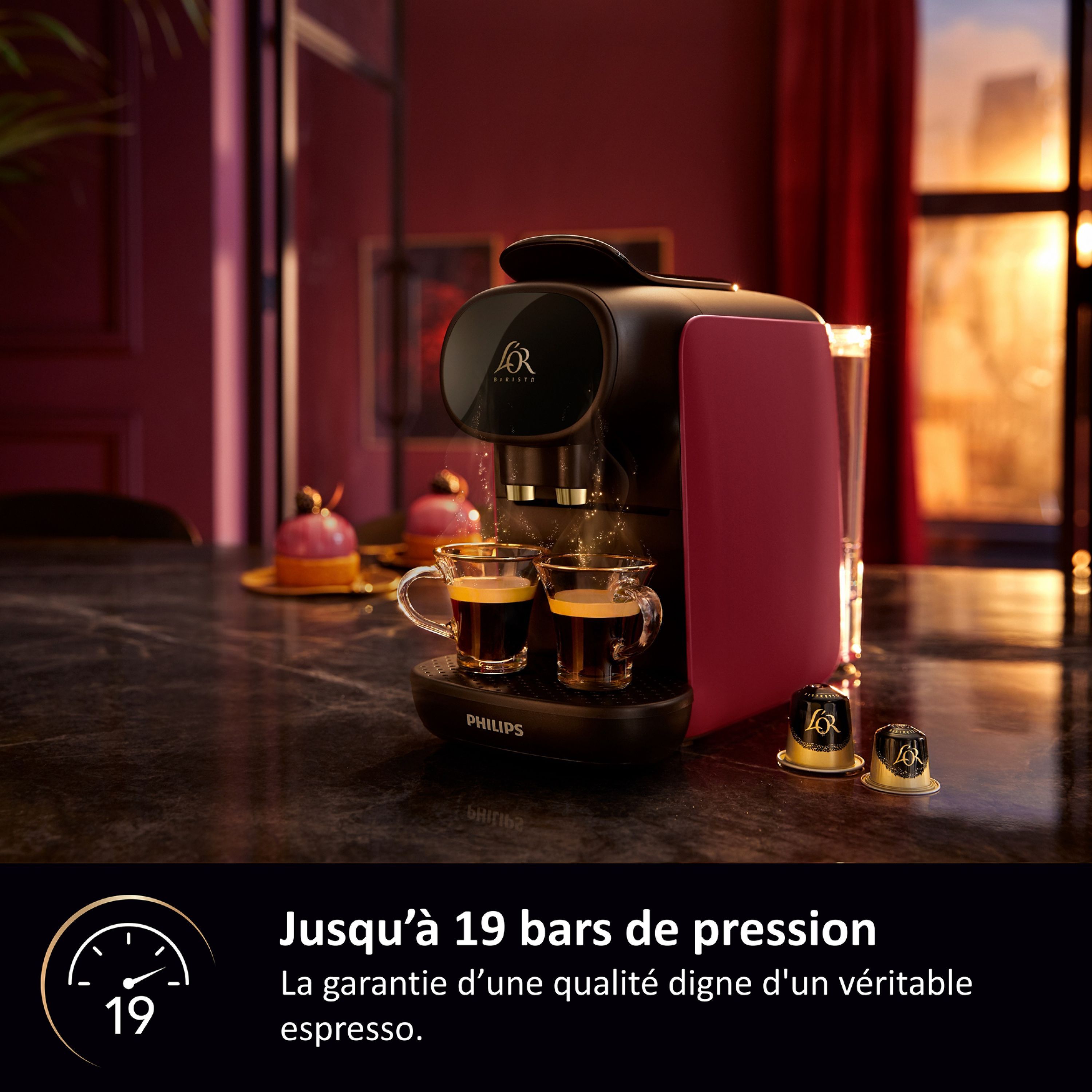 PHILIPS L'OR BARISTA Capsule Coffee Machine - LM9012/50 - Sublime - Red