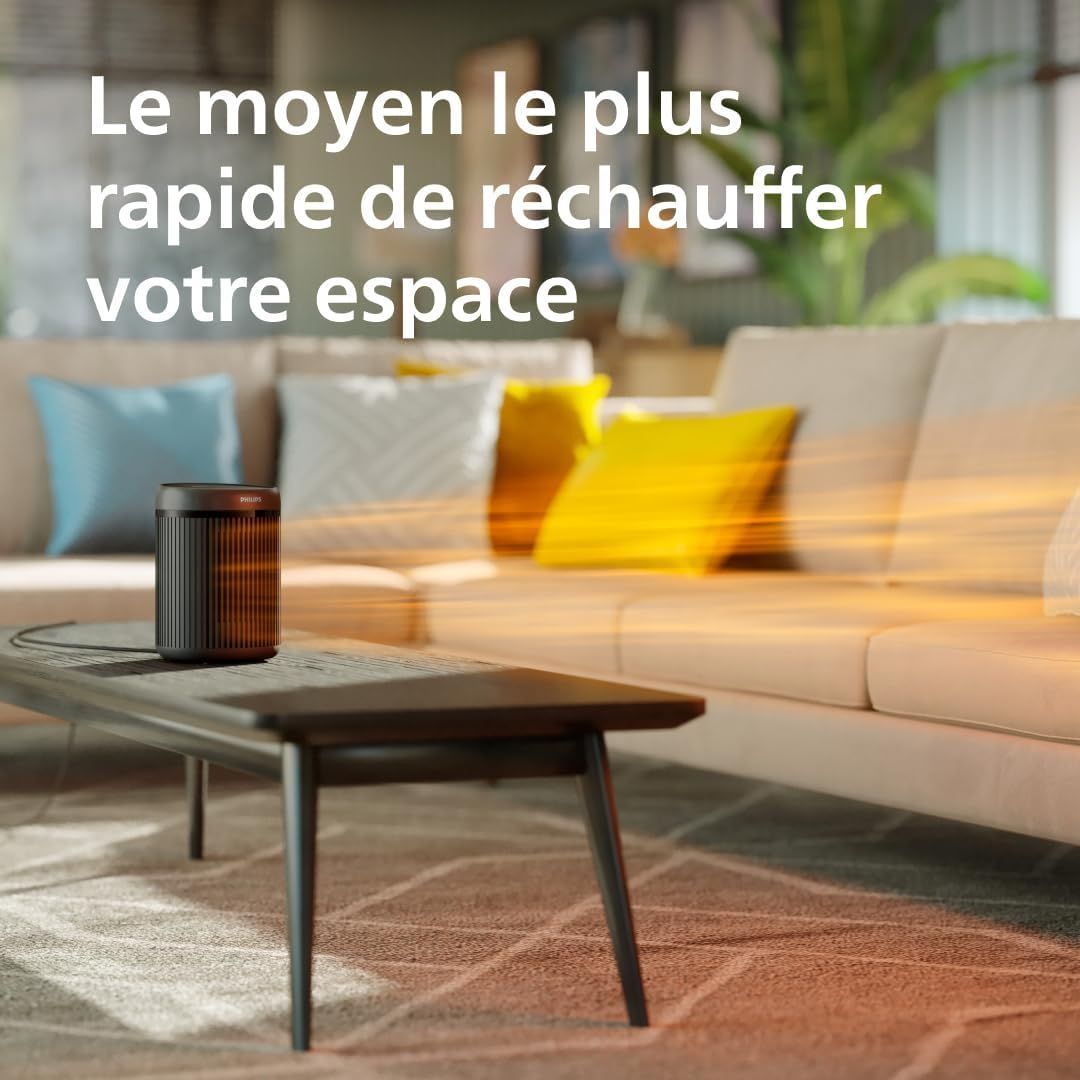 PHILIPS Electric Table Heater - CX2120/01 - 1500W - Up to 15m² - 24dB - Black