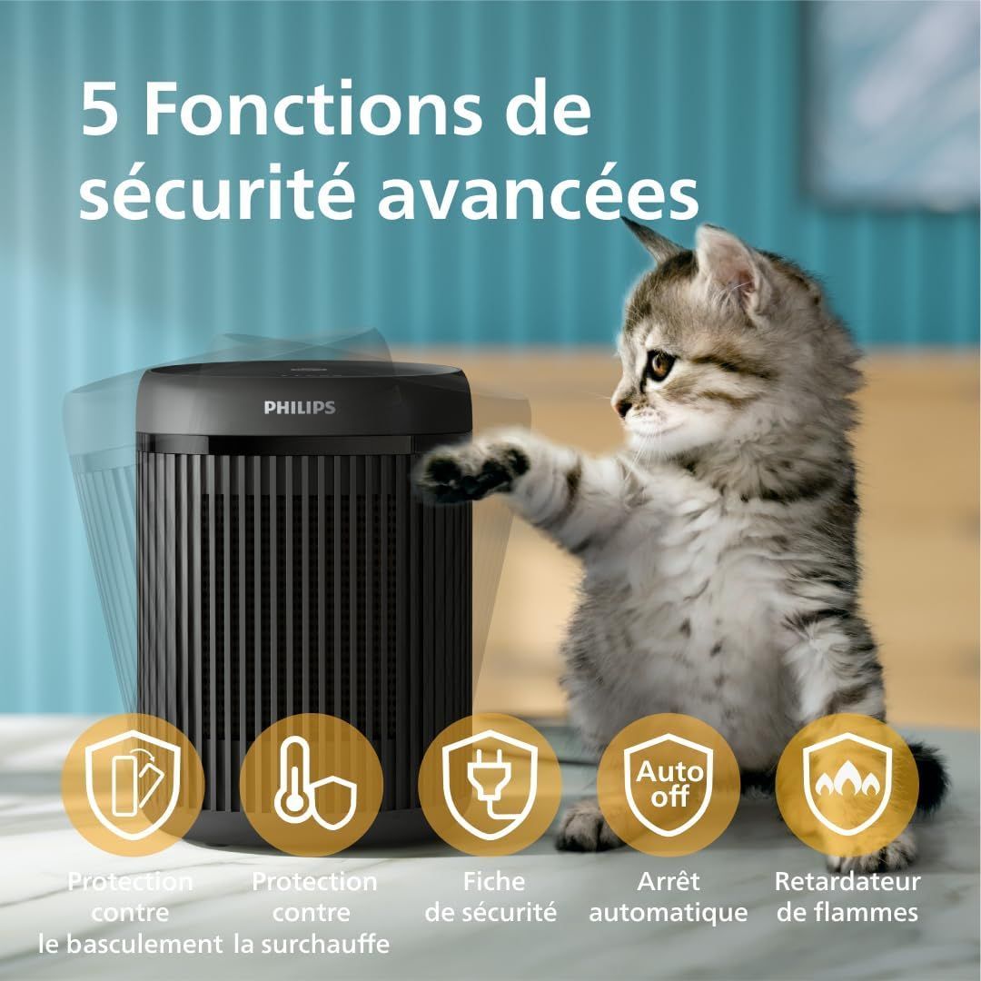 PHILIPS Electric Table Heater - CX2120/01 - 1500W - Up to 15m² - 24dB - Black
