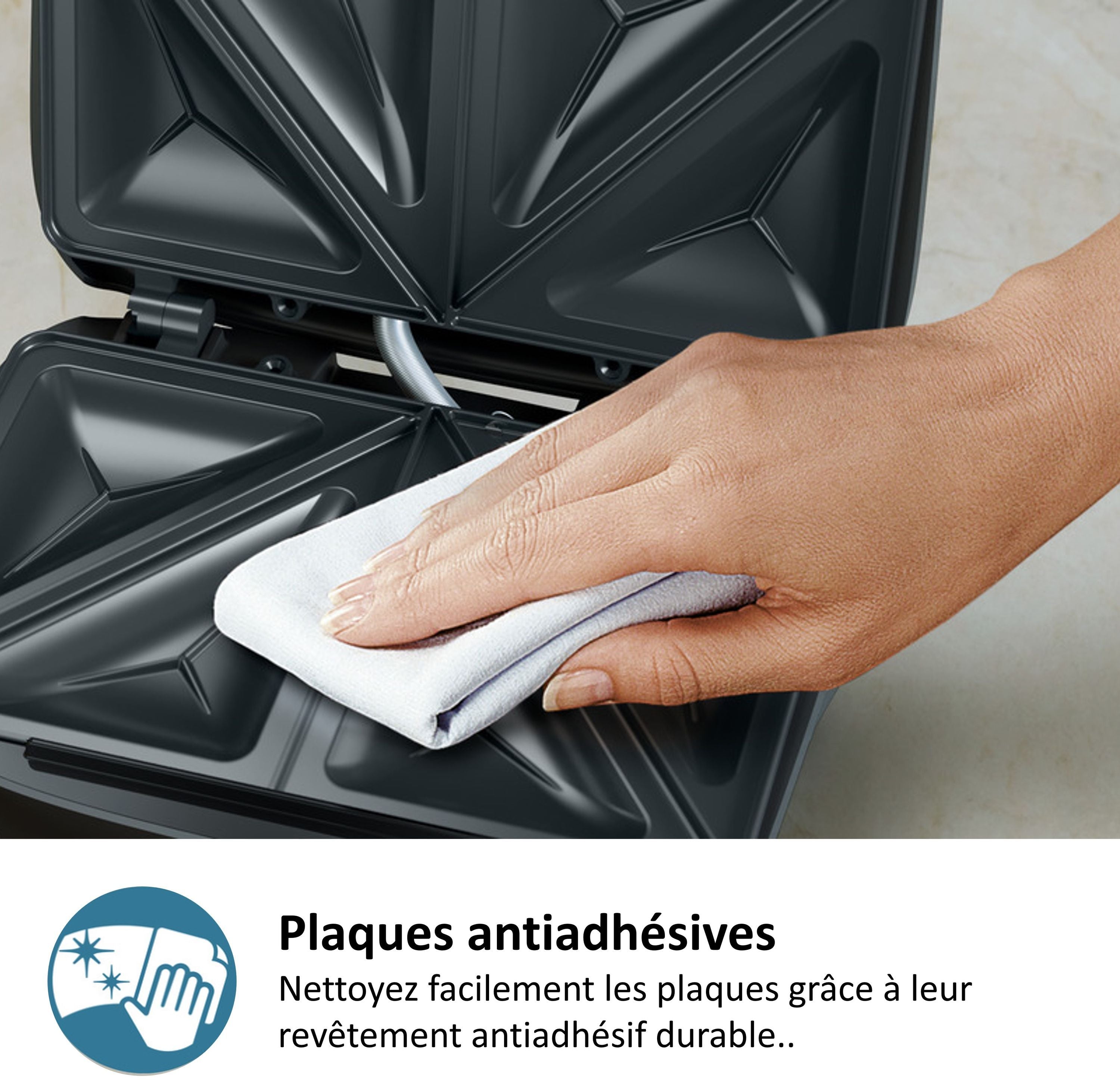 PHILIPS Croque Monsieur Maker - 750W - Black - HD2331/90 - 3000 Series