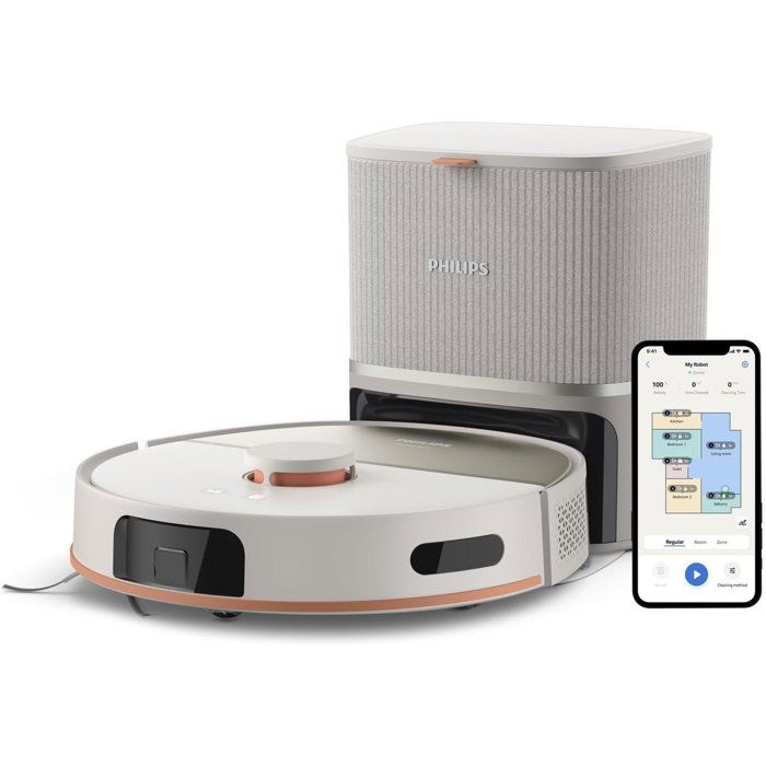 PHILIPS Robot Vacuum Cleaner and Mop - 5000 Series - 10,000 Pa - Docking Station - XU5100/20 - Beige
