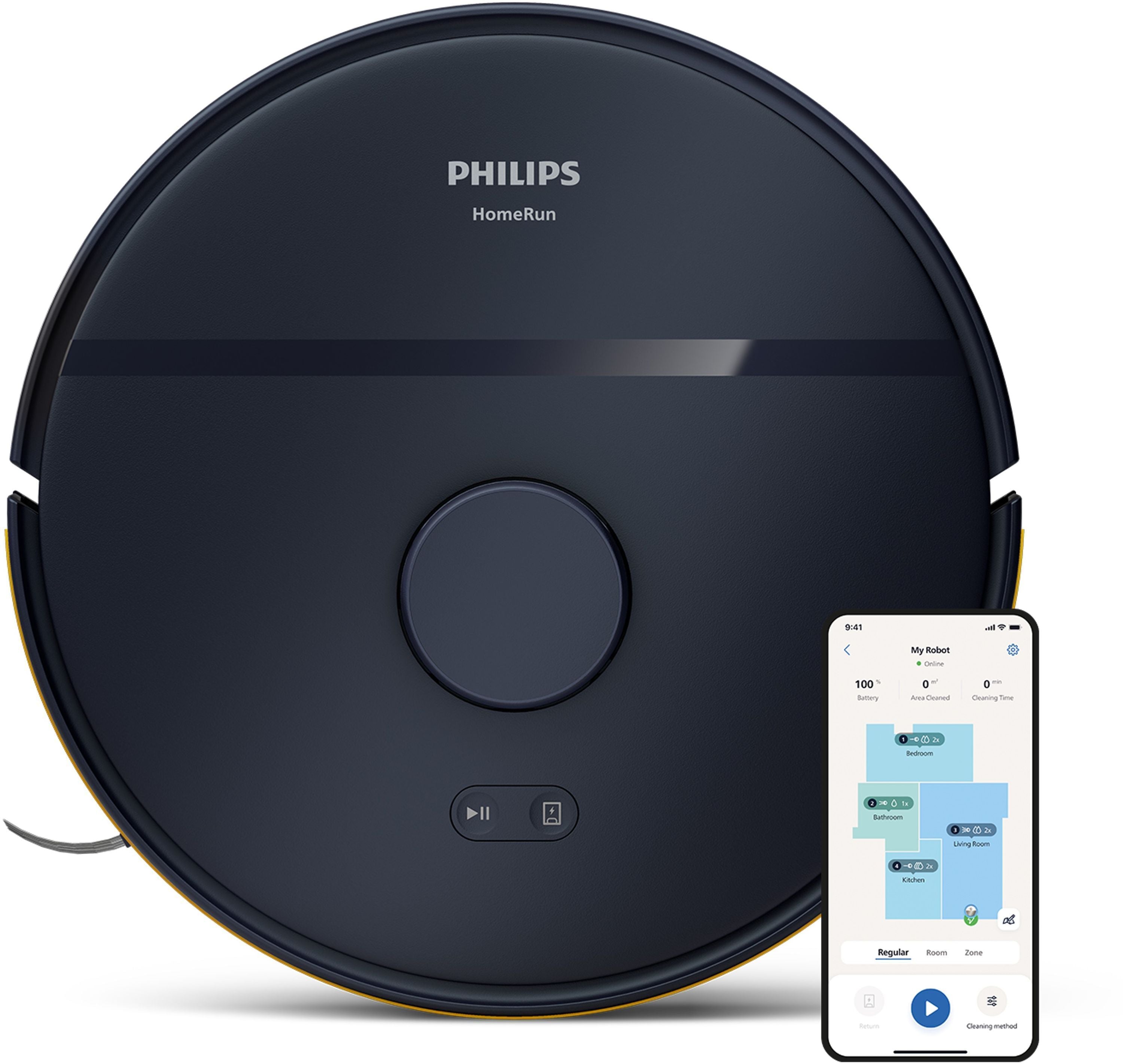 PHILIPS Robot Vacuum Cleaner and Mop - 2000 Series - 6,000 Pa - Docking Station - XU2000/15 - Midnight Blue