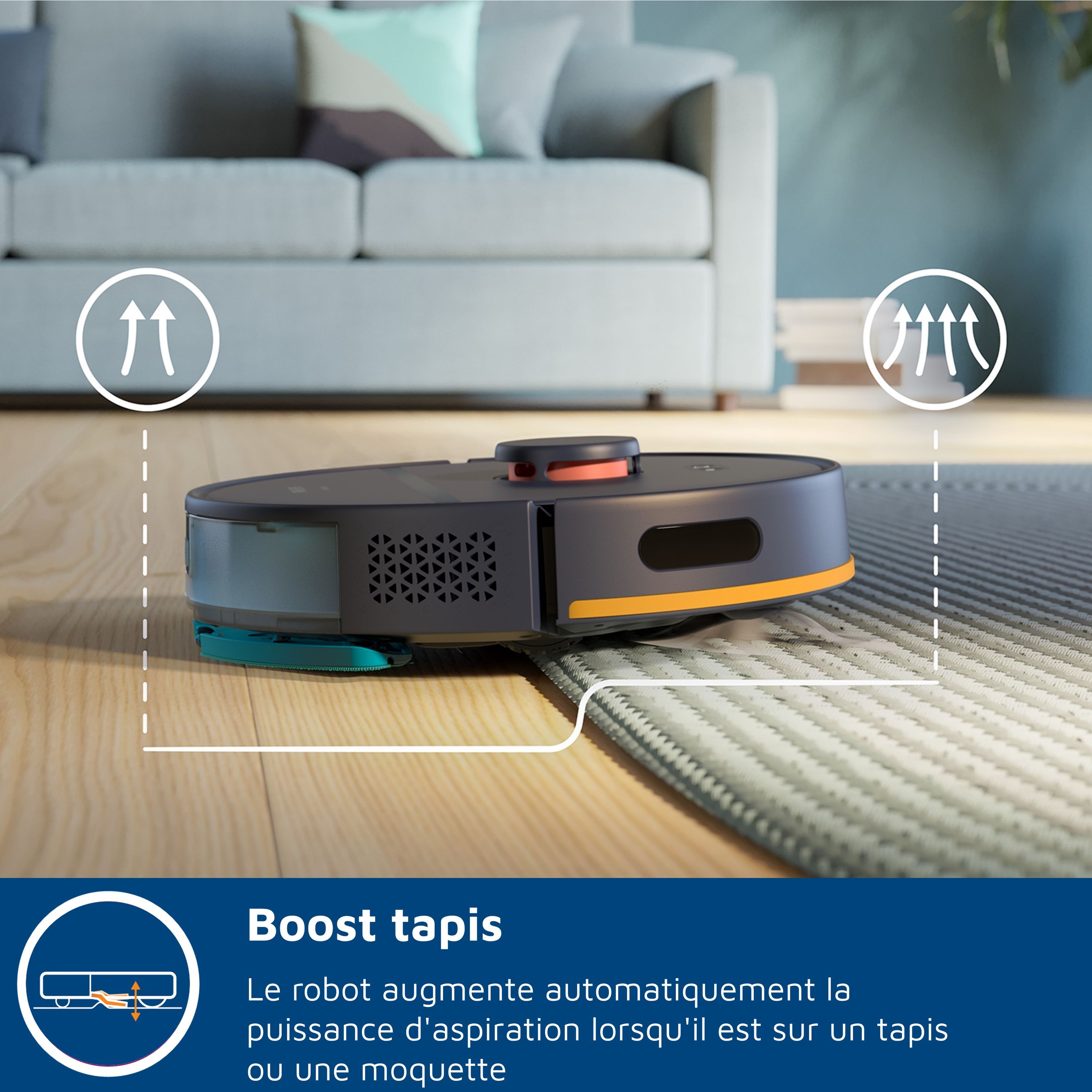 PHILIPS Robot Vacuum Cleaner and Mop - 2000 Series - 6,000 Pa - Docking Station - XU2000/15 - Midnight Blue