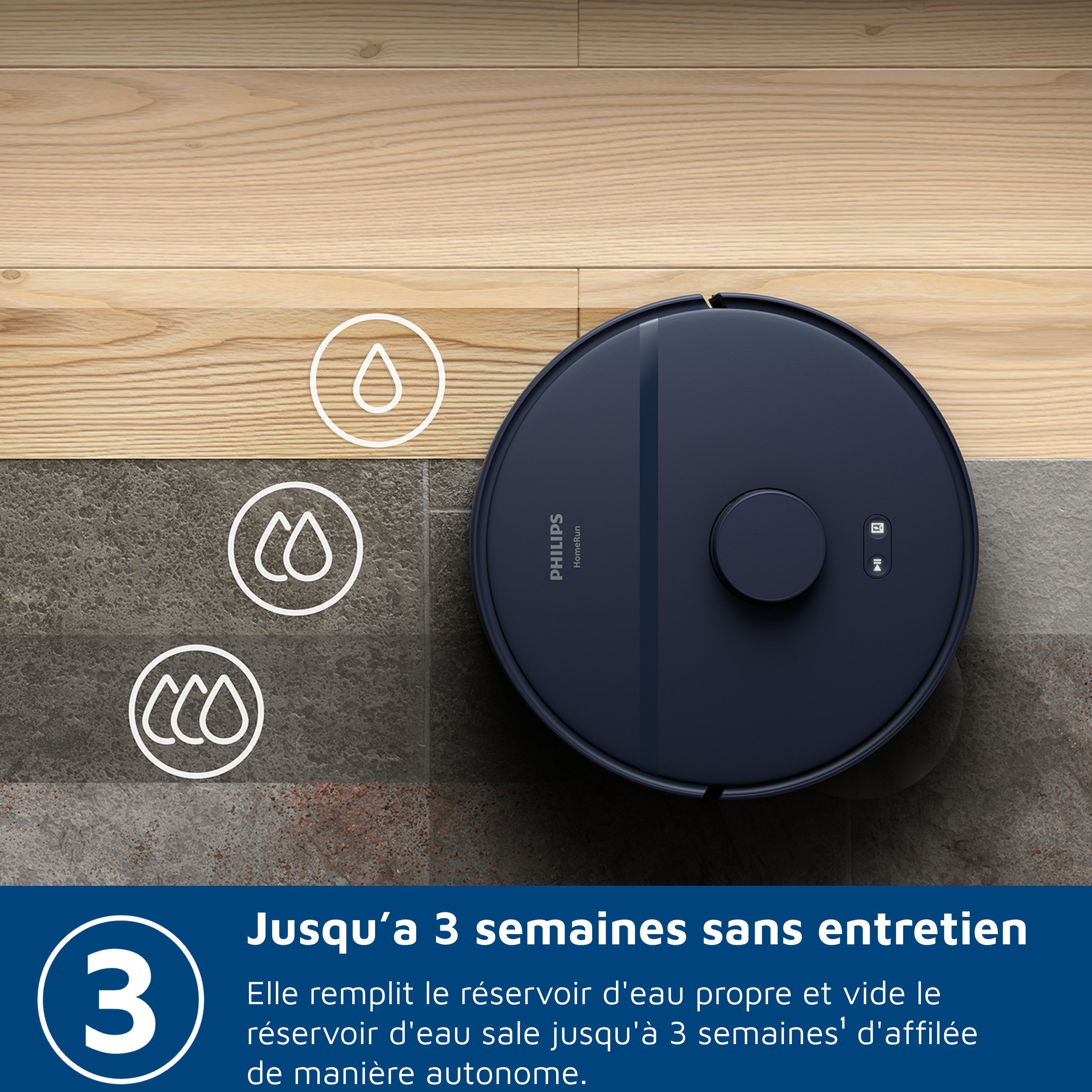 PHILIPS Robot Vacuum Cleaner and Mop - 2000 Series - 6,000 Pa - Docking Station - XU2000/15 - Midnight Blue