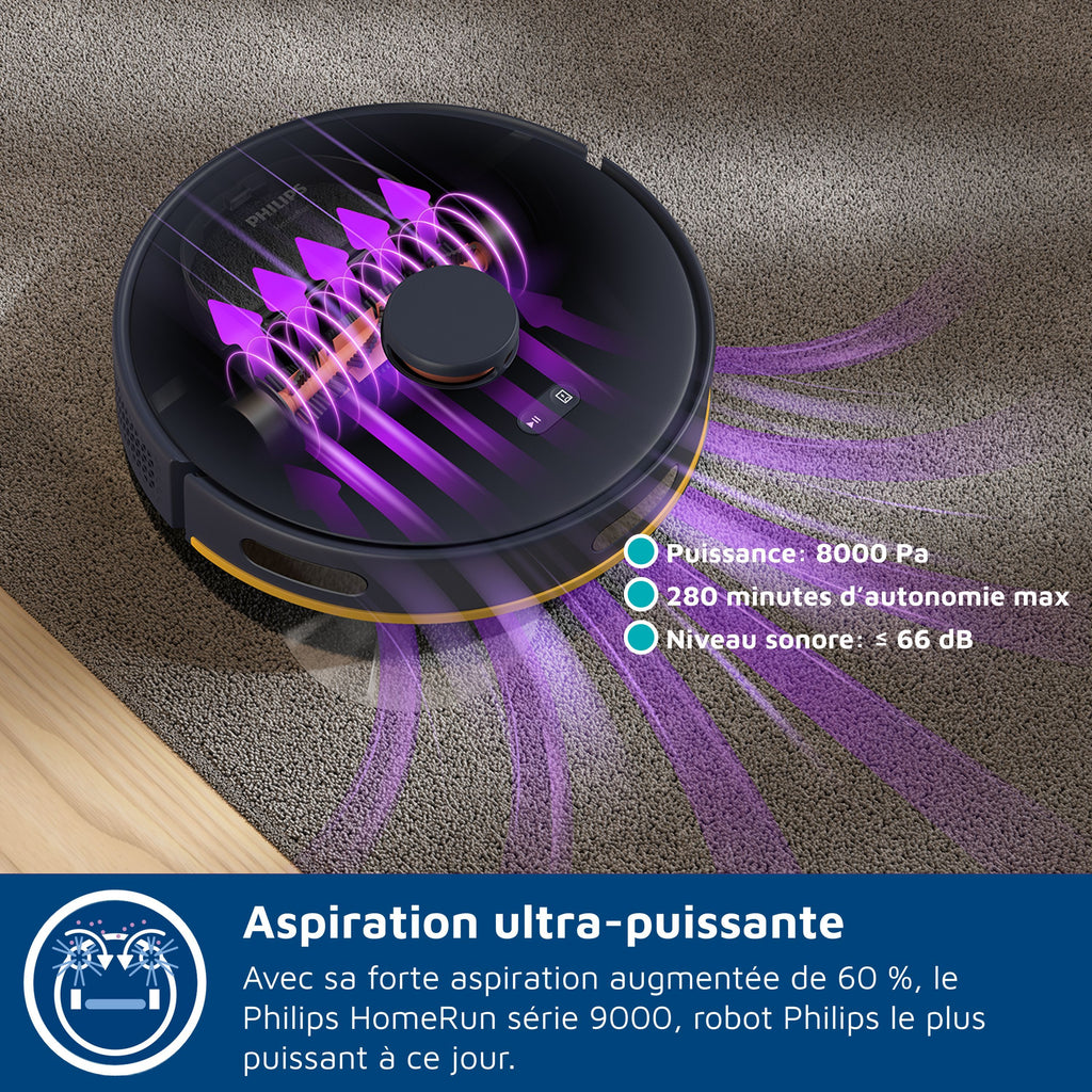 PHILIPS Robot Vacuum Cleaner and Mop - 2000 Series - 6,000 Pa - Docking Station - XU2000/15 - Midnight Blue