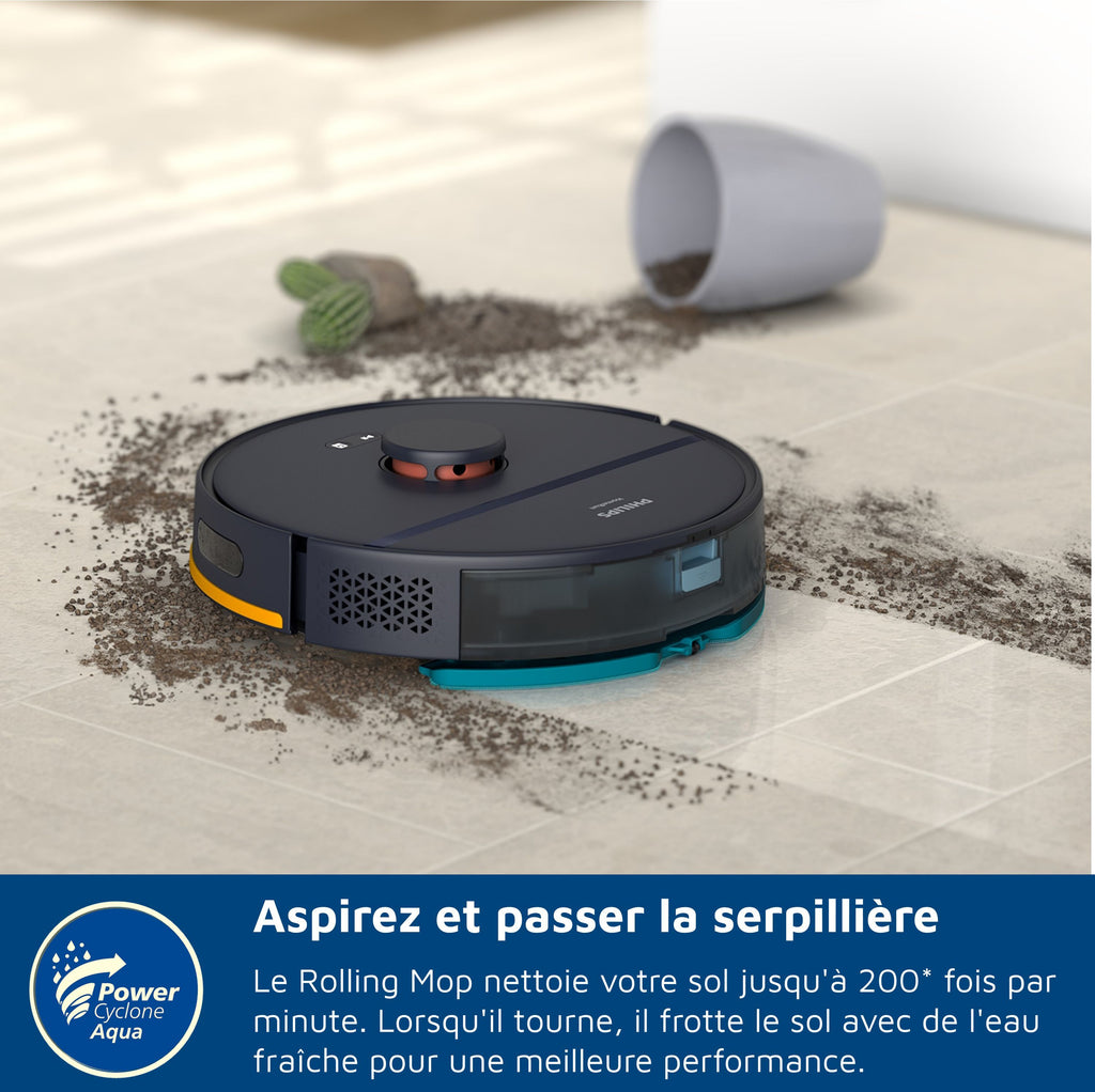 PHILIPS Robot Vacuum Cleaner and Mop - 2000 Series - 6,000 Pa - Docking Station - XU2000/15 - Midnight Blue