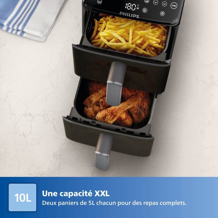 PHILIPS Air Fryer - Series 4000 Vertical Duo NA461/00 - 10 L Capacity - Double Tank - 2750W
