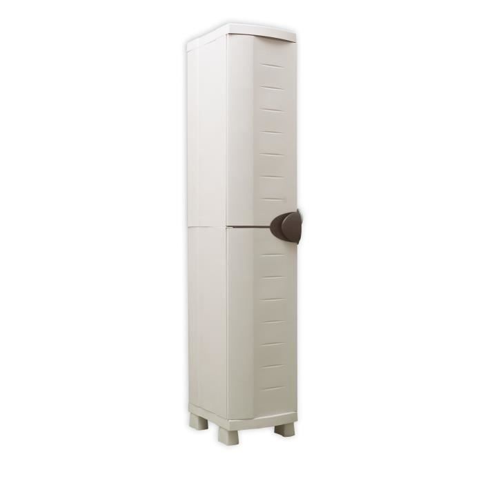SPACESAVER 35 PLASTIKEN Armoire haute 1 Porte avec étageres - l 35 x p 45 x h 184 cm - Gamme Space SAVER - Intérieur et Extérieur