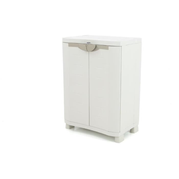 PLASTIKEN Low Storage Cabinet - 2 Doors, 2 Shelves - Beige - 70 x 45 x 100 cm 70x45x100