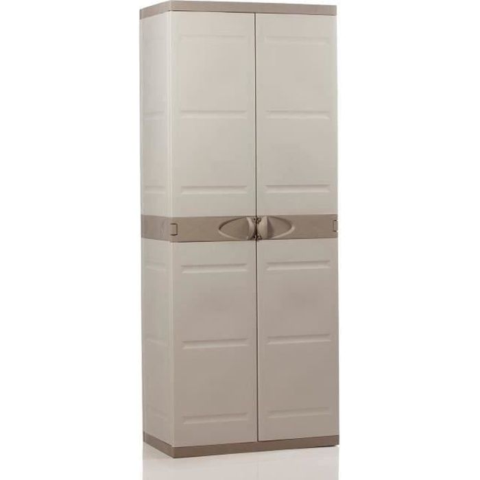 PLASTIKEN Tall Storage Cabinet - 4 Shelves - Beige and Taupe - 176 x 70 x 45 cm