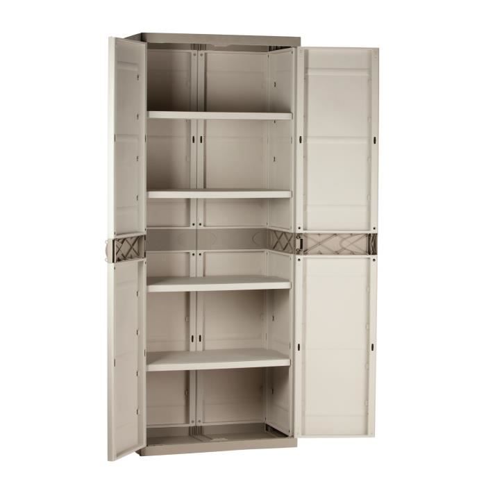 PLASTIKEN Tall Storage Cabinet - 4 Shelves - Beige and Taupe - 176 x 70 x 45 cm