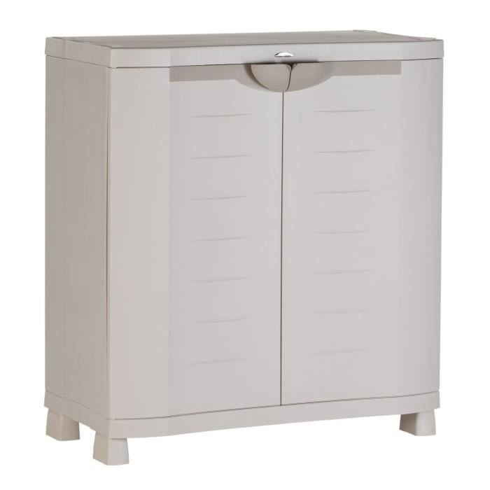 PLASTIKEN Low Storage Cabinet in Resin - 2 Large Shelves - W90 x D45 x H100 cm - Space SAVER Range