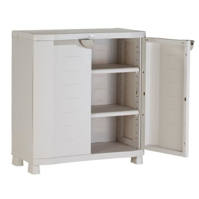 PLASTIKEN Low Storage Cabinet in Resin - 2 Large Shelves - W90 x D45 x H100 cm - Space SAVER Range