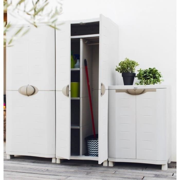 PLASTIKEN Low Storage Cabinet in Resin - 2 Large Shelves - W90 x D45 x H100 cm - Space SAVER Range