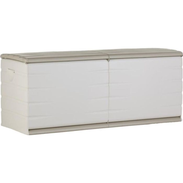 PLASTIKEN 450 L Indoor/Outdoor Storage Box, Lockable with Wheels, Beige
