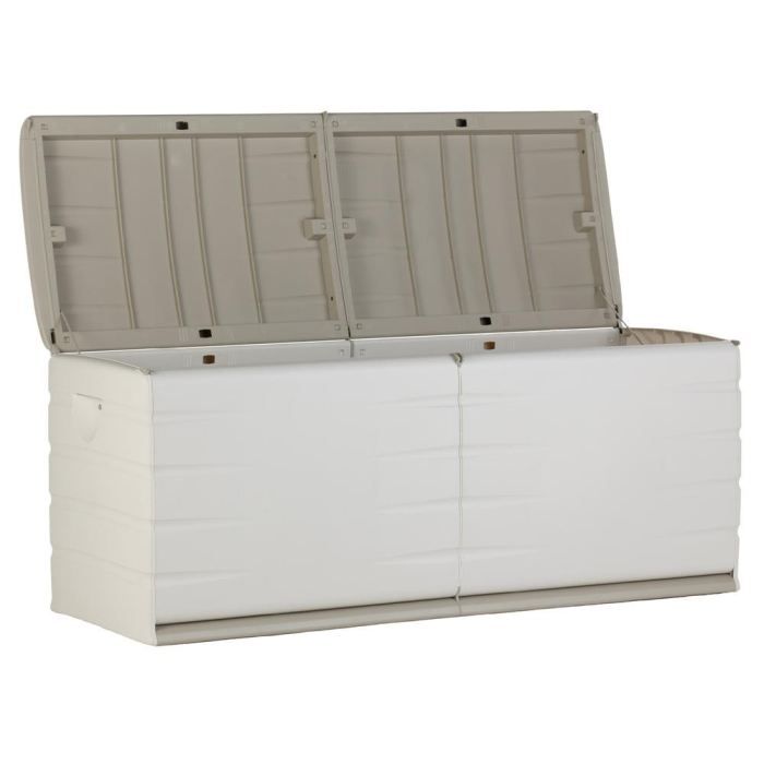 PLASTIKEN 450 L Indoor/Outdoor Storage Box, Lockable with Wheels, Beige