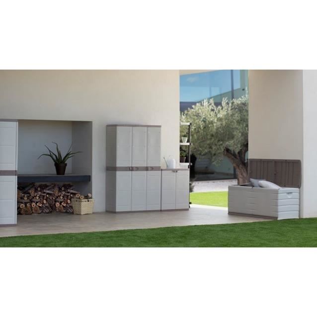 PLASTIKEN Lockable Storage Box with Wheels - 190 L - Beige