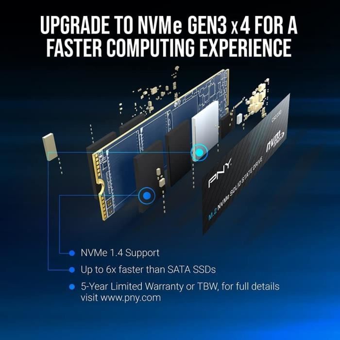PNY CS2230 500GB Internal M.2 NVMe Gen3 SSD, up to 3300MB/s - M280CS2230-500-RB