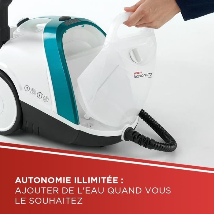 POLTI VAPORETTO SMART 100 T Steam Cleaner - 1500W - 4 BAR - 110 g/min - 9 Accessories 110g/min