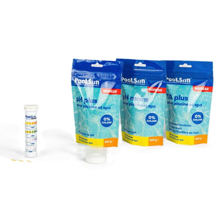 POOLSAN Water Balance Kit - pH+/pH-/TA+ 400 g - 25 Test Strips