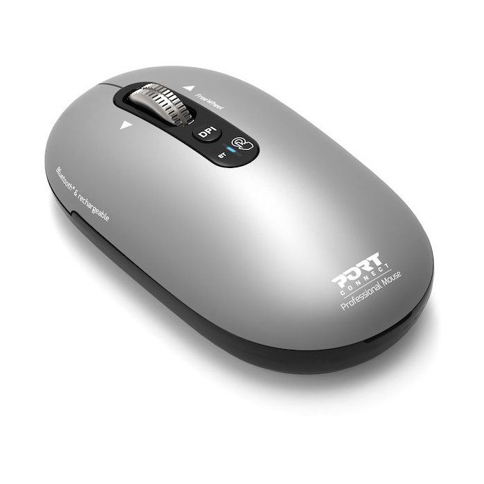 PORT Designs Wireless Mouse - Bluetooth - Rechargeable - Gray