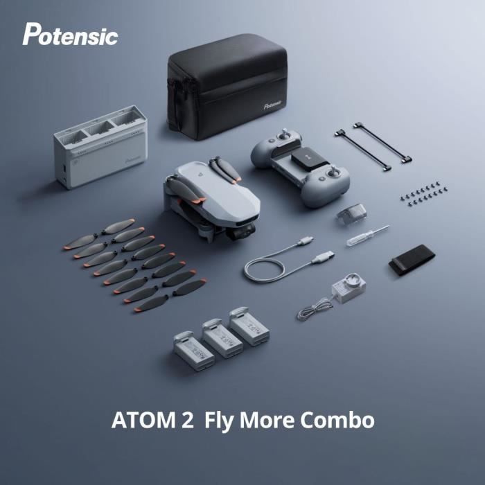 POTENSIC Drone - ATOM 2 - Fly More Combo - HD/4K Camera - Integrated GPS - 15-25 Minute Flight Time 300-meter