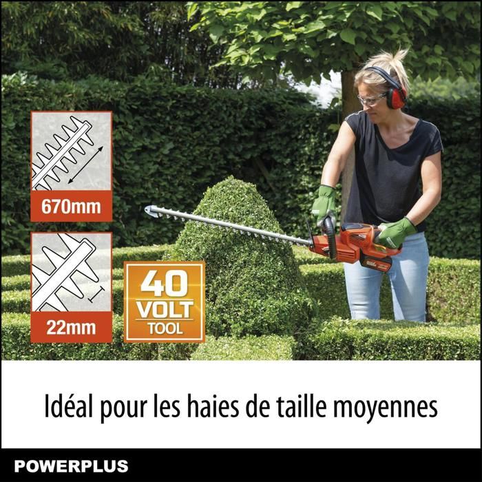 Powerplus Dual Power Cordless Hedge Trimmer POWDPG7536 - 40V - 670 mm Blade