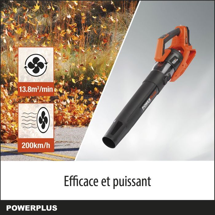 Powerplus 40V Battery-Powered Leaf Blower - 200 km/h 200km/h