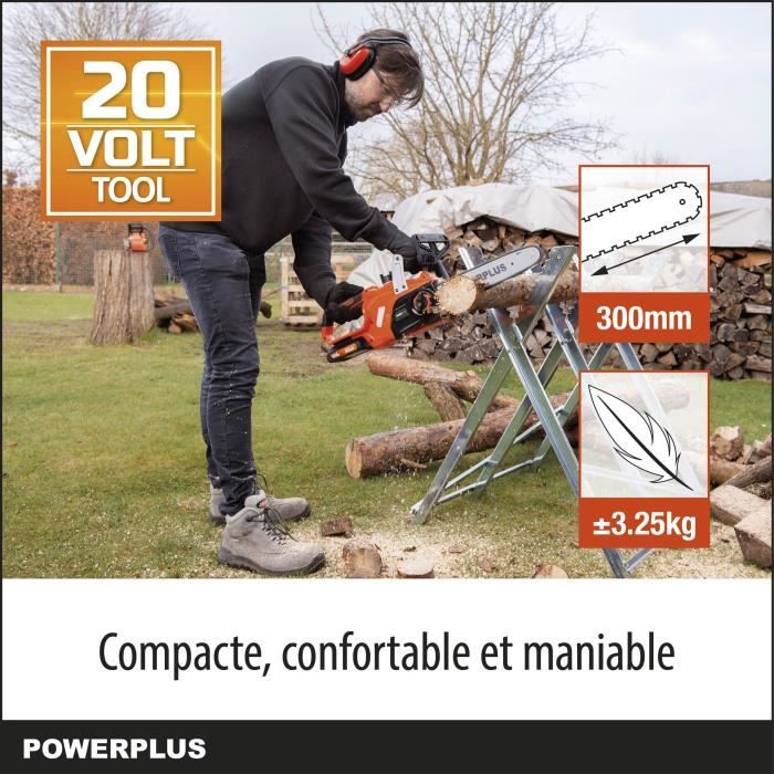PowerPlus Battery Chainsaw - 20V - 300 mm Guide - Powdpg7570