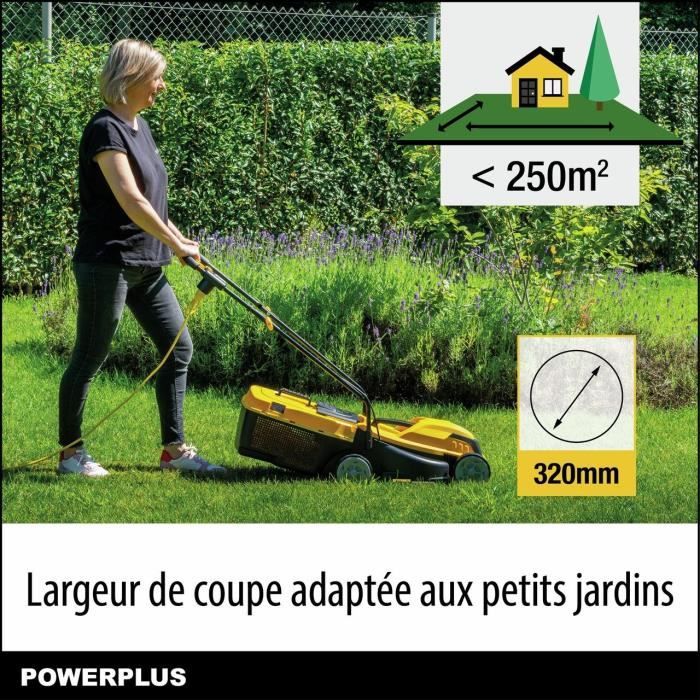 PowerPlus POWEG62203 Electric Lawn Mower - 1000 W, 320 mm Ø, Collection, Rear Ejection