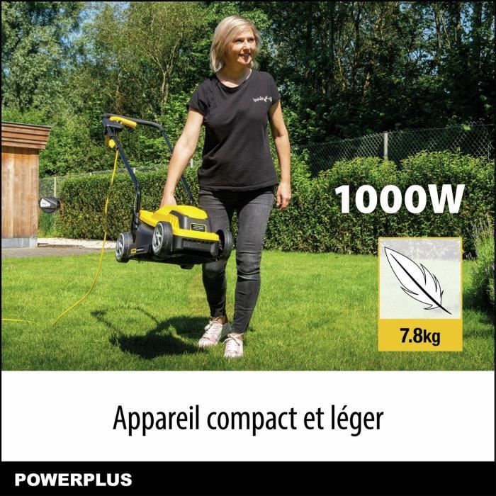 PowerPlus POWEG62203 Electric Lawn Mower - 1000 W, 320 mm Ø, Collection, Rear Ejection