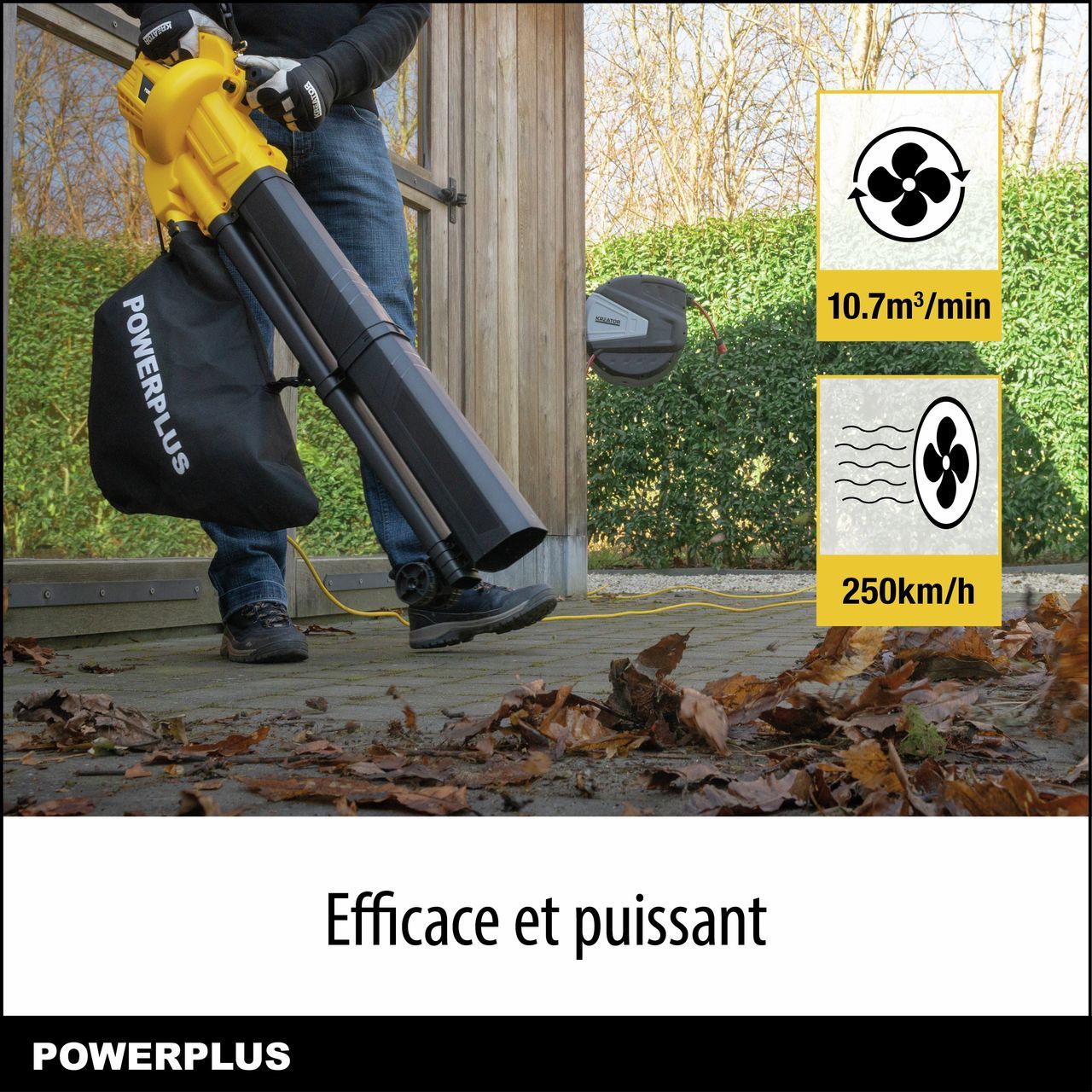 Electric leaf blower - POWER PLUS - POWEG4030 - 3300 W - Maximum air speed of 250 km/h