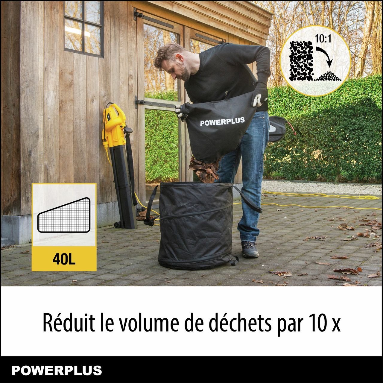 Electric leaf blower - POWER PLUS - POWEG4030 - 3300 W - Maximum air speed of 250 km/h