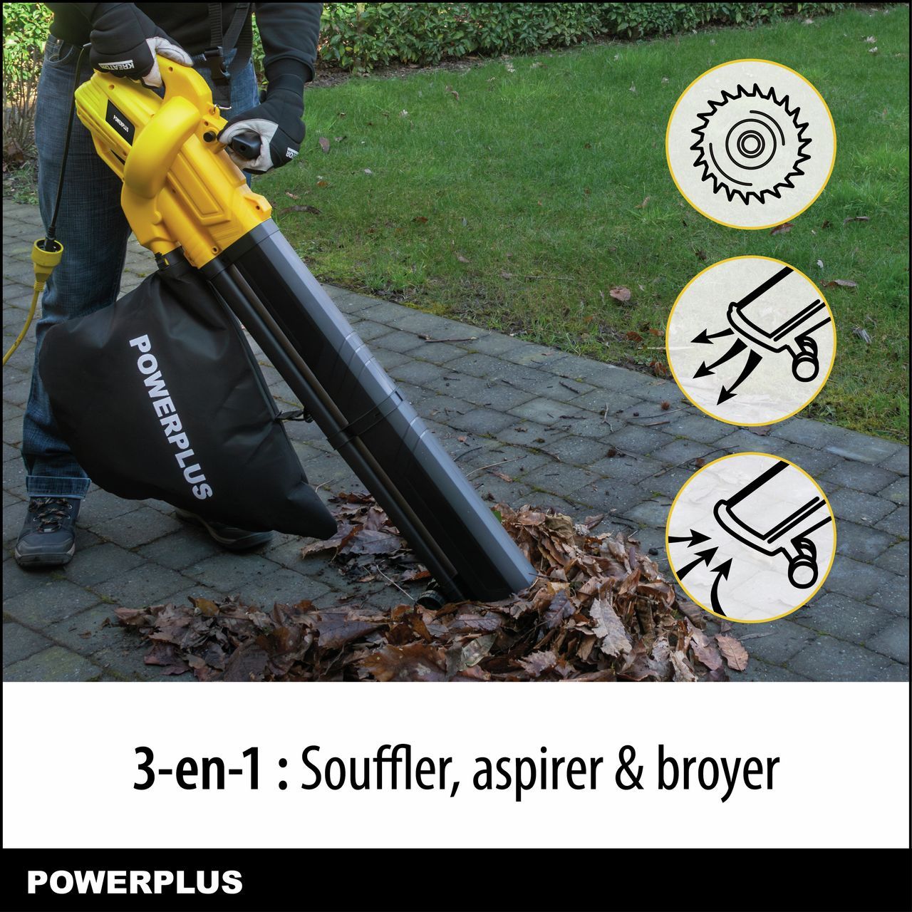 Electric leaf blower - POWER PLUS - POWEG4030 - 3300 W - Maximum air speed of 250 km/h