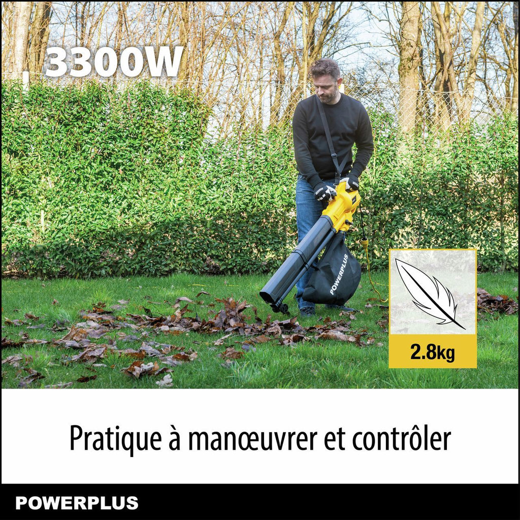 Electric leaf blower - POWER PLUS - POWEG4030 - 3300 W - Maximum air speed of 250 km/h
