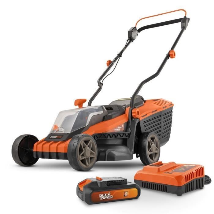 Dual Power Powdpglws1 Battery Mower - 20V, 34 cm, 4Ah Battery and Charger Included, Brushless