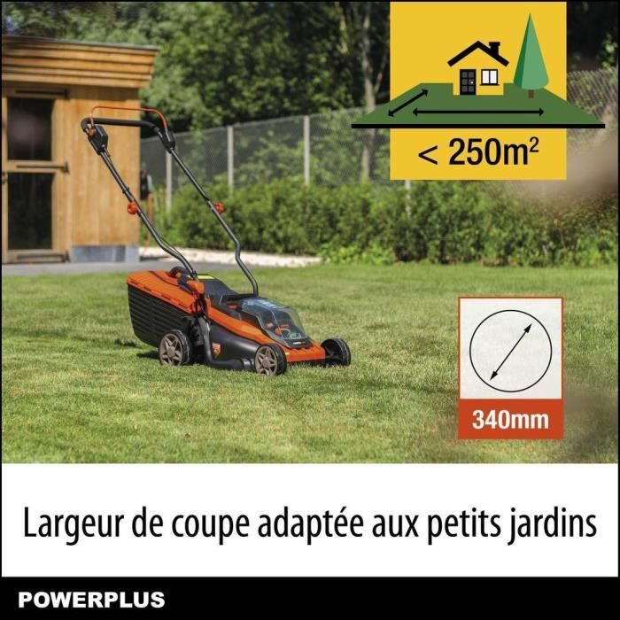 Dual Power Powdpglws1 Battery Mower - 20V, 34 cm, 4Ah Battery and Charger Included, Brushless