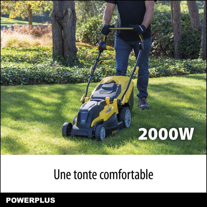 PowerPlus Powxg6281 Electric Lawn Mower - 2000 W, 420 mm Ø, Collection, Mulching, Rear Ejection
