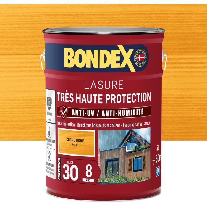 BONDEX Wood Stain - 8-Year Protection - Golden Oak - Satin - 5 L