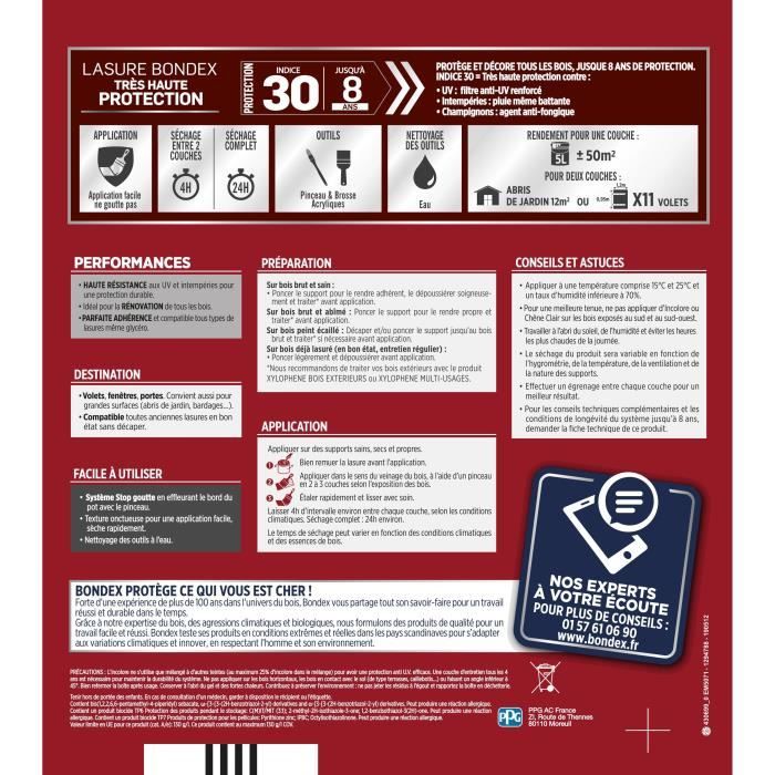 BONDEX Wood Stain - 8-Year Protection - Golden Oak - Satin - 5 L