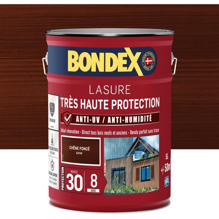 BONDEX 8-Year Wood Stain - SPF 30 - Dark Oak - Satin Finish - 5 L
