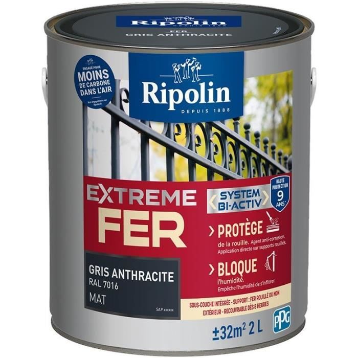 RIPOLIN Iron Paint - Anthracite Gray - Matte - 2 L