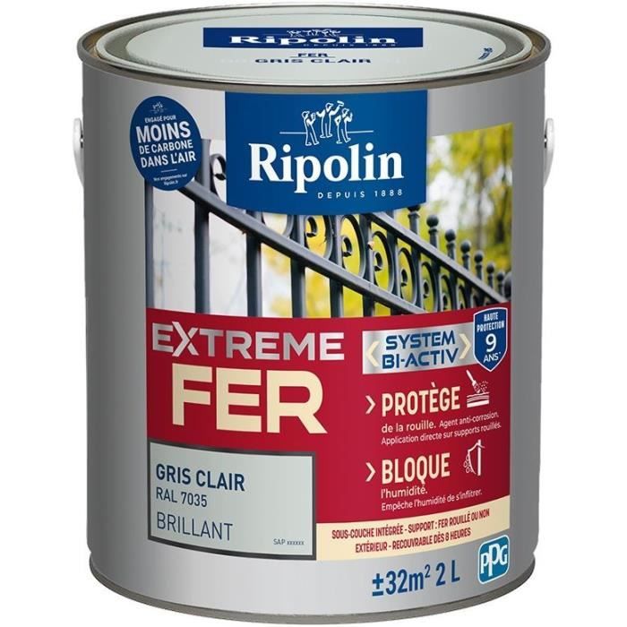 RIPOLIN Iron Paint - Light Gray - Glossy - 2 L